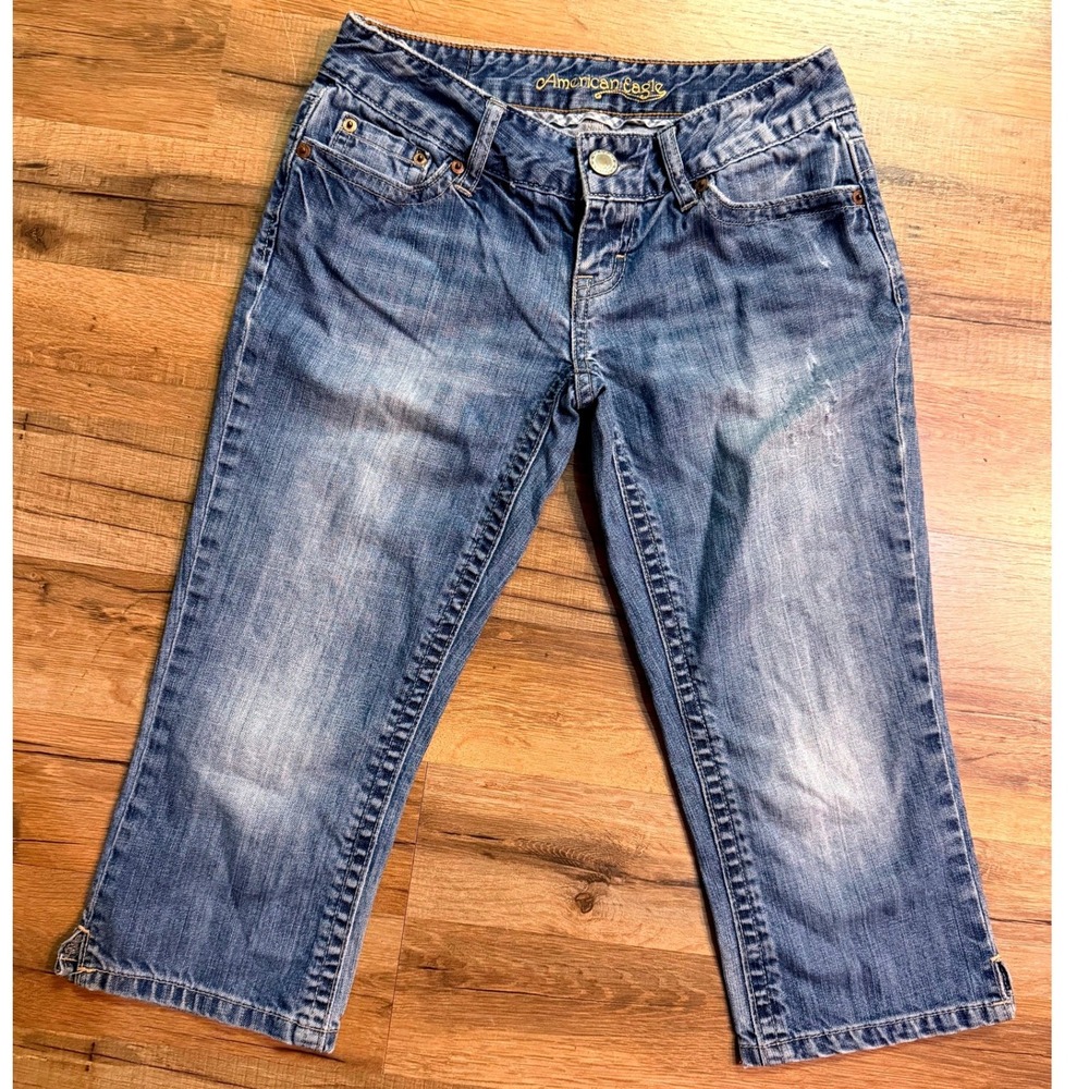 American Eagle Artist Distressed Capri Denim Jeans 2 Reg Boho Y2K